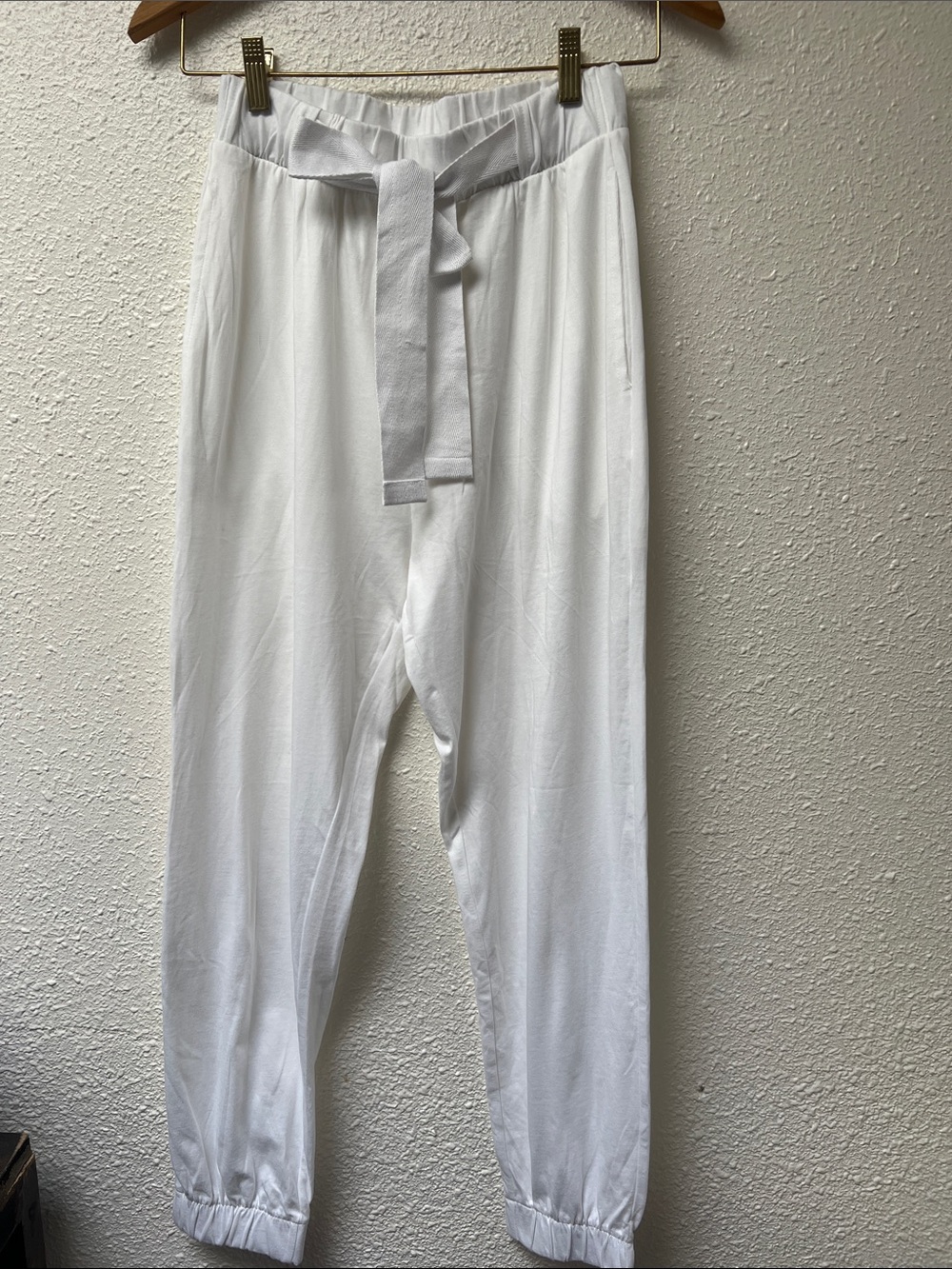 Zara White Drawstring Belt Joggers